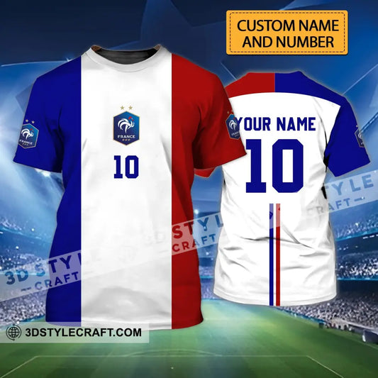 Unisex Shirt - Custom Name And Number Euro 2024 Three Color Of Flag France National Team T-Shirt