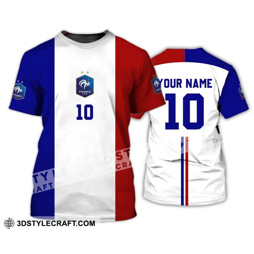 Unisex Shirt - Custom Name And Number Euro 2024 Three Color Of Flag France National Team T-Shirt /