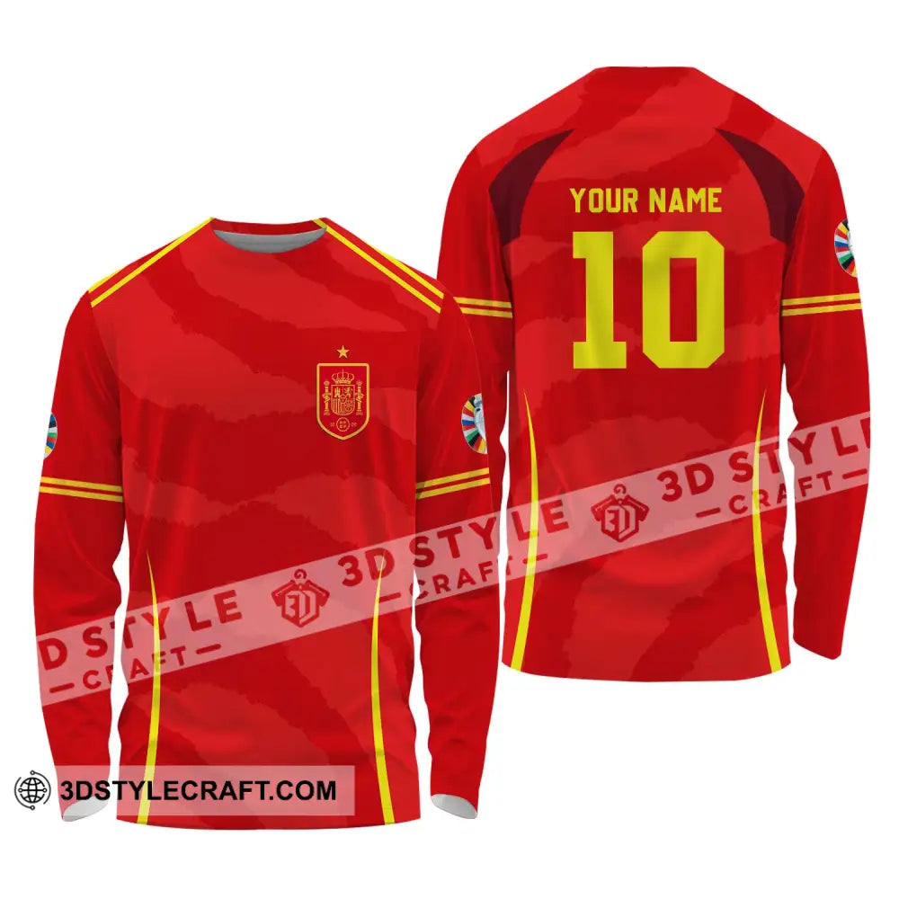 Unisex Shirt - Custom Name And Number European Champions 2024 Red Long Sleeve / S T-Shirt