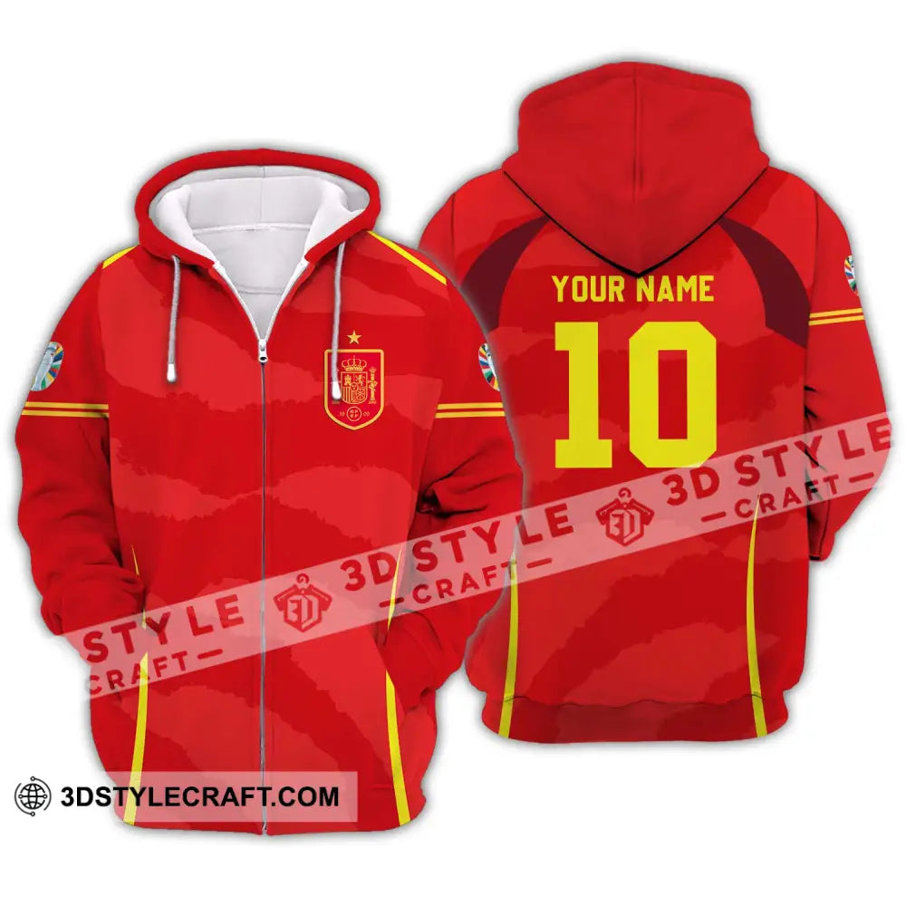 Unisex Shirt - Custom Name And Number European Champions 2024 Red Zipper Hoodie / S T-Shirt