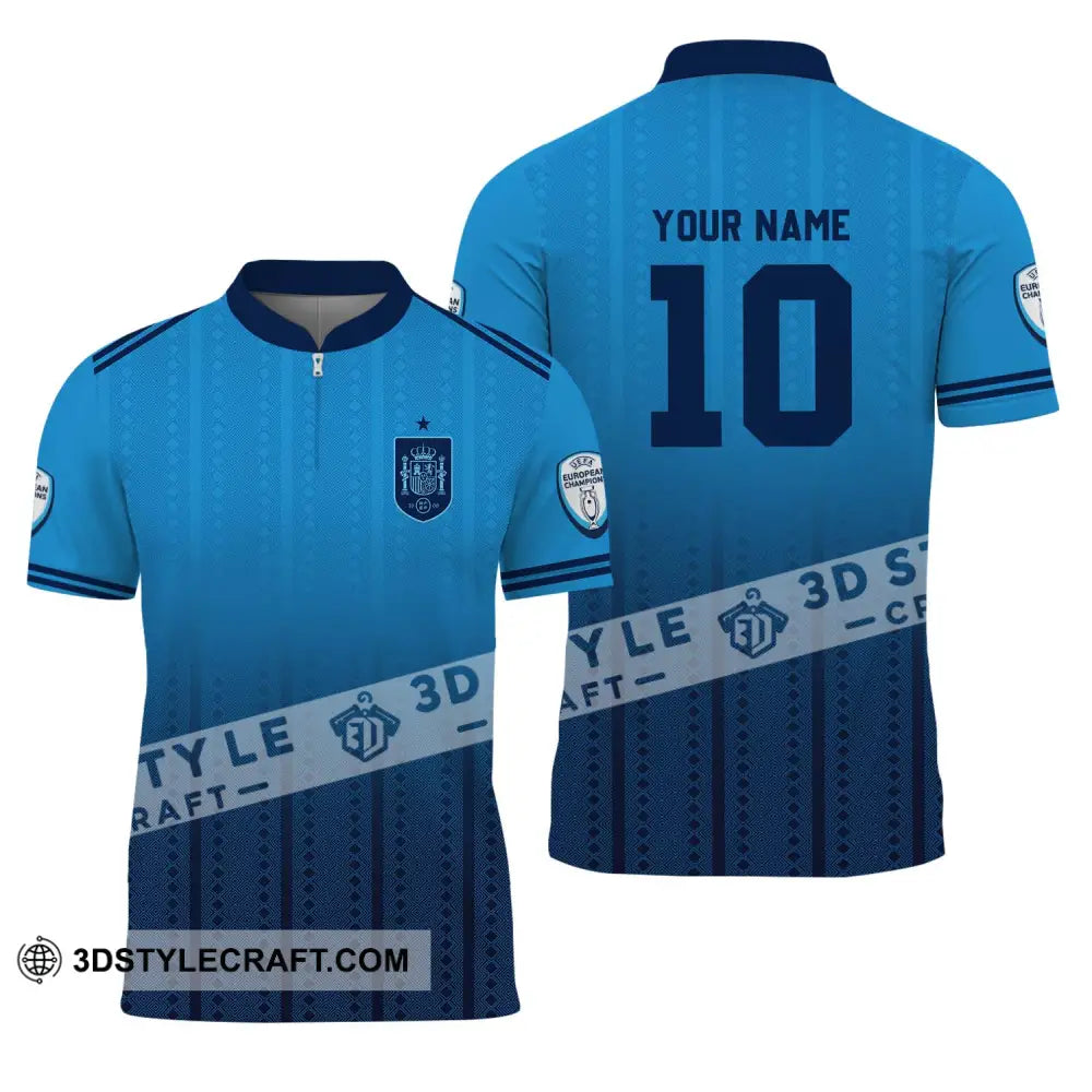 Unisex Shirt - Custom Name And Number European Champions 2024 Zipper Polo / S T-Shirt