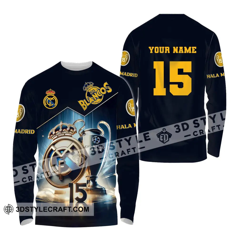 Unisex Shirt Custom Name And Number Football Euro 2024 Los Blancos Hala Madrid Long Sleeve / S