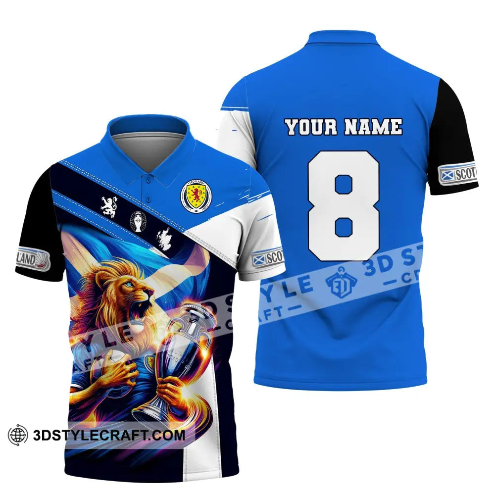 Unisex Shirt Custom Name And Number Football Scotland Polo Long Sleeve Euro 2024 / S T-Shirt