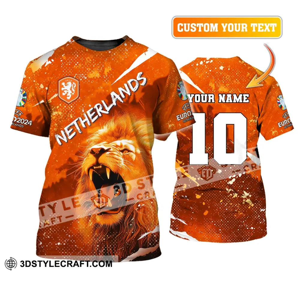 Unisex Shirt Custom Name And Number Football T-Shirt Euro 2024 Netherlands Polo Long Sleeve