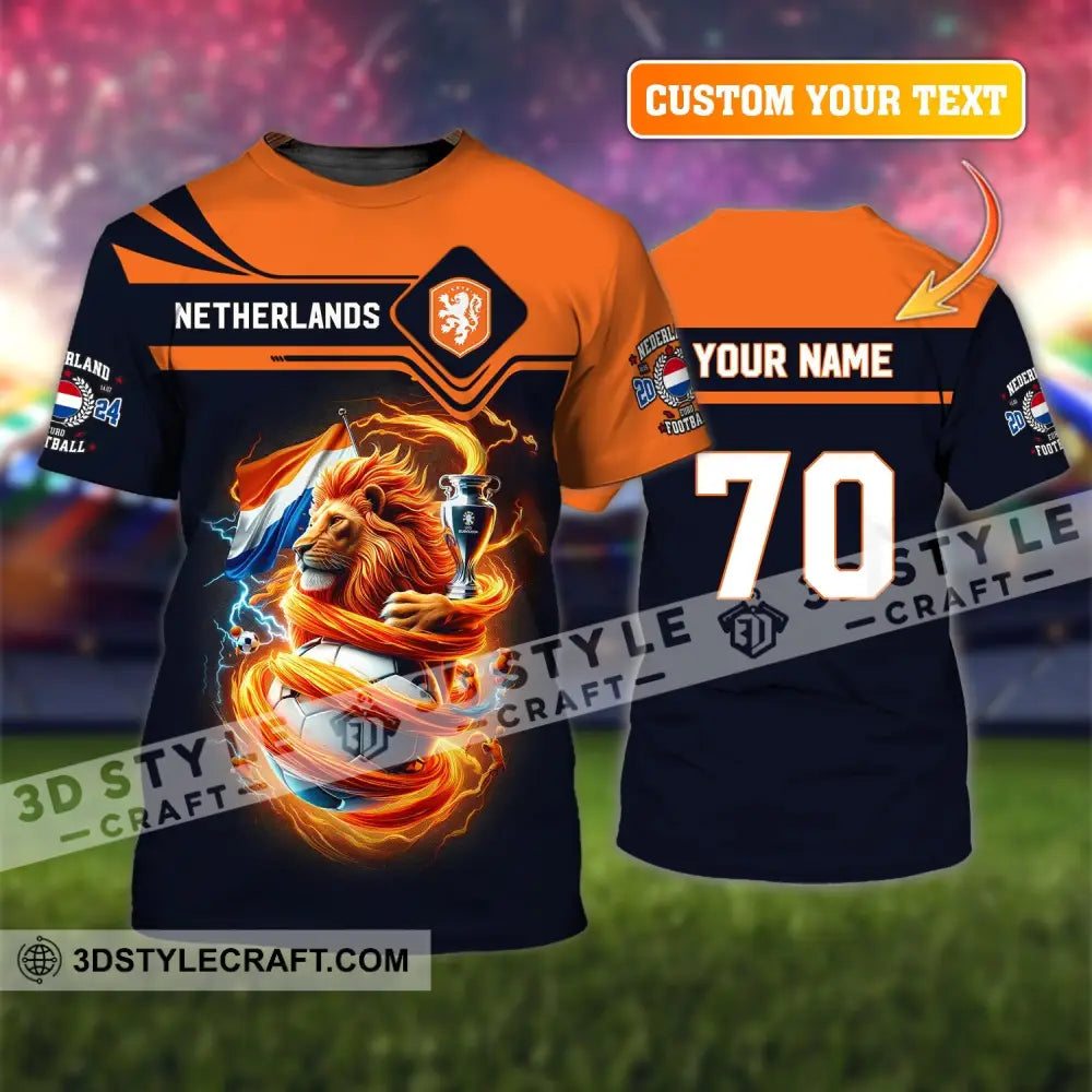 Unisex Shirt Custom Name And Number Football T-Shirt Euro 2024 Netherlands Polo Long Sleeve