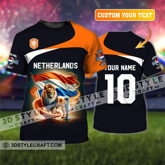 Unisex Shirt, Custom Name and Number Football T-Shirt, Euro 2024 Shirt, Netherlands Football Polo Long Sleeve Shirt style option 1