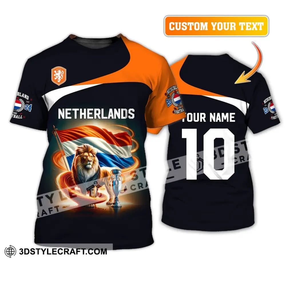 Unisex Shirt Custom Name And Number Football T-Shirt Euro 2024 Netherlands Polo Long Sleeve