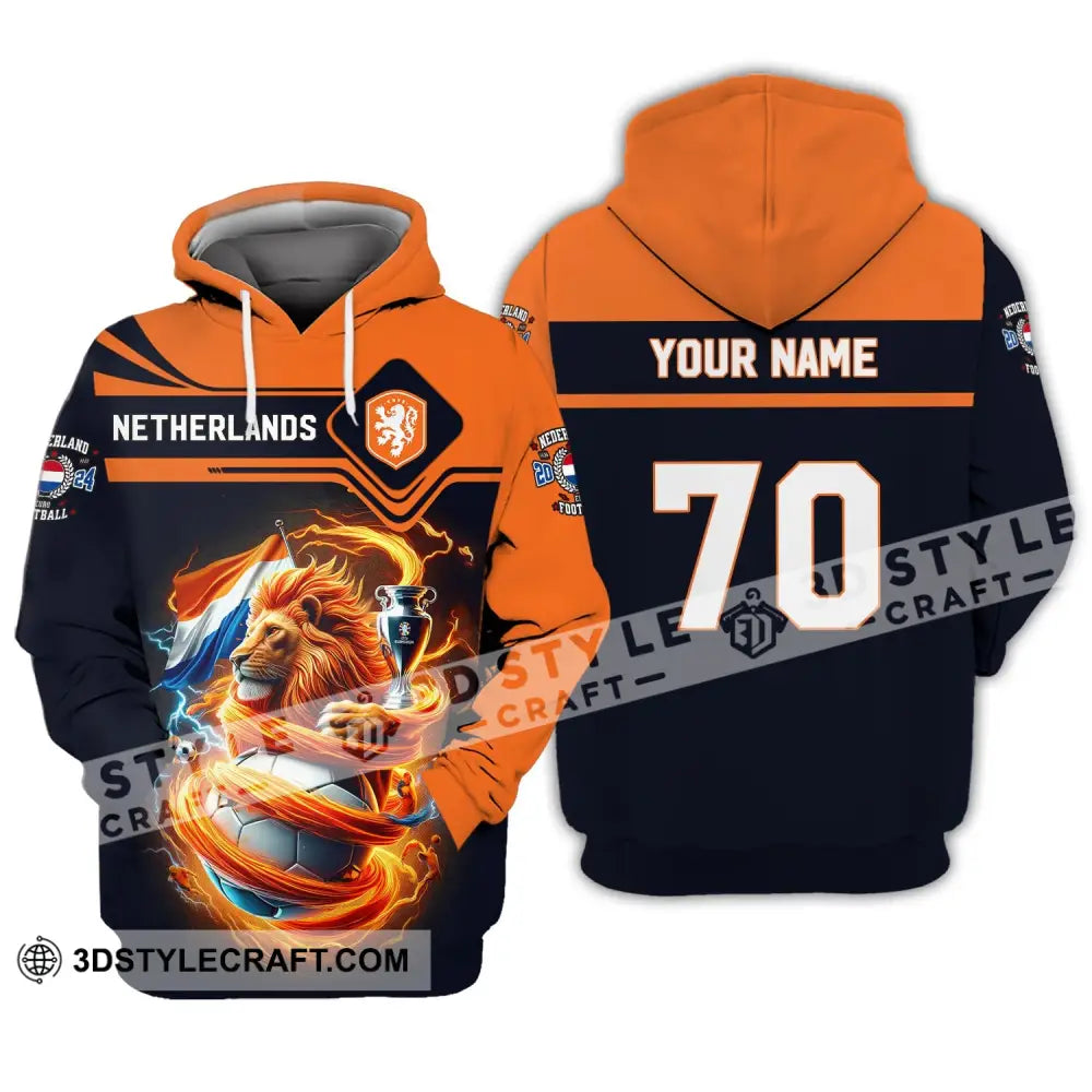 Unisex Shirt Custom Name And Number Football T-Shirt Euro 2024 Netherlands Polo Long Sleeve Hoodie