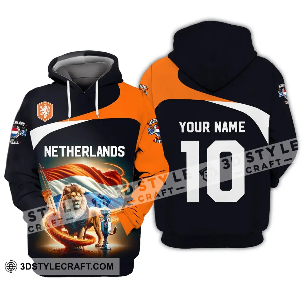 Unisex Shirt Custom Name And Number Football T-Shirt Euro 2024 Netherlands Polo Long Sleeve Hoodie