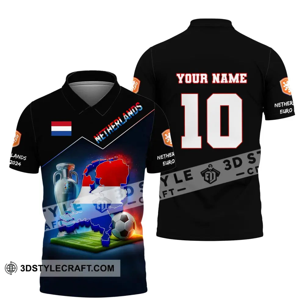 Unisex Shirt Custom Name And Number Football T-Shirt Euro 2024 Netherlands Polo Long Sleeve / S