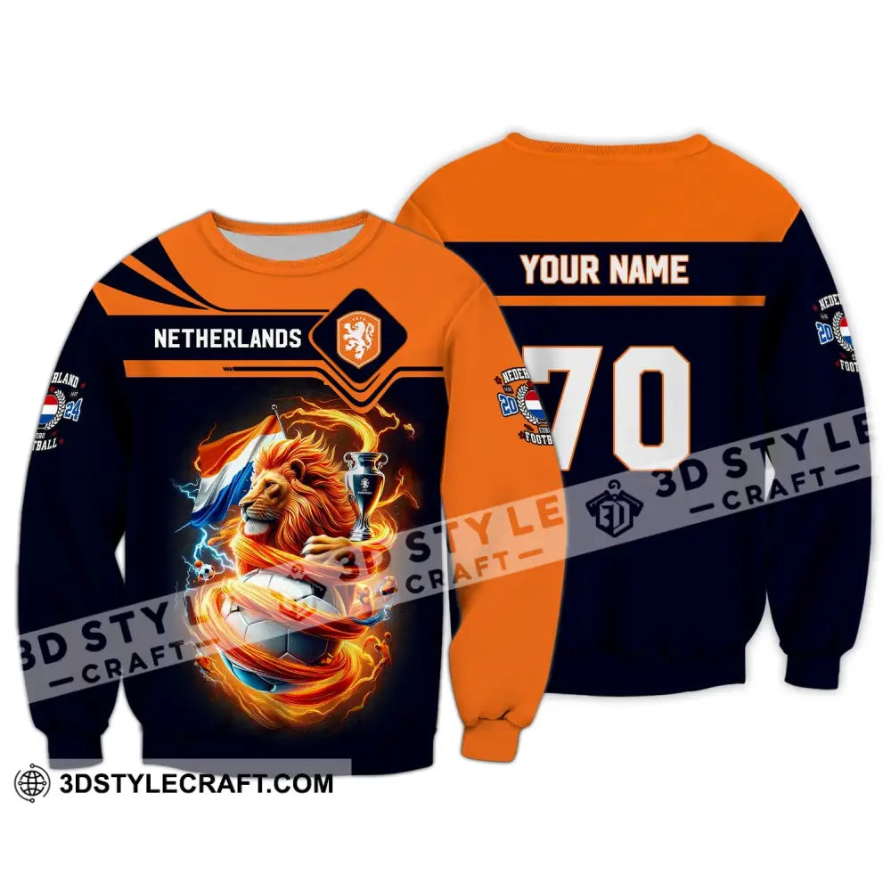 Unisex Shirt Custom Name And Number Football T-Shirt Euro 2024 Netherlands Polo Long Sleeve / S