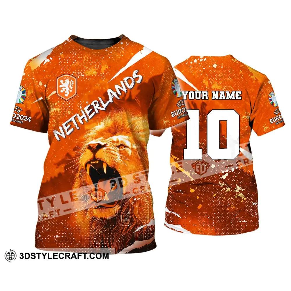 Unisex Shirt Custom Name And Number Football T-Shirt Euro 2024 Netherlands Polo Long Sleeve / S