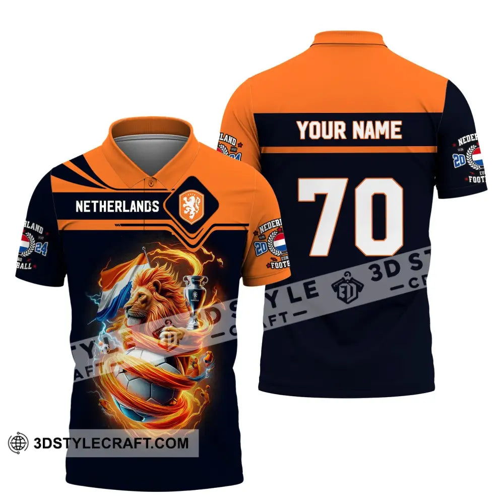 Unisex Shirt Custom Name And Number Football T-Shirt Euro 2024 Netherlands Polo Long Sleeve / S