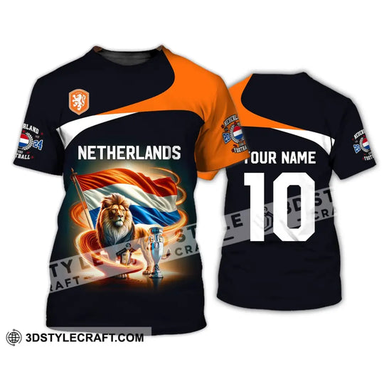 Unisex Shirt, Custom Name and Number Football T-Shirt, Euro 2024 Shirt, Netherlands Football Polo Long Sleeve Shirt style option 3