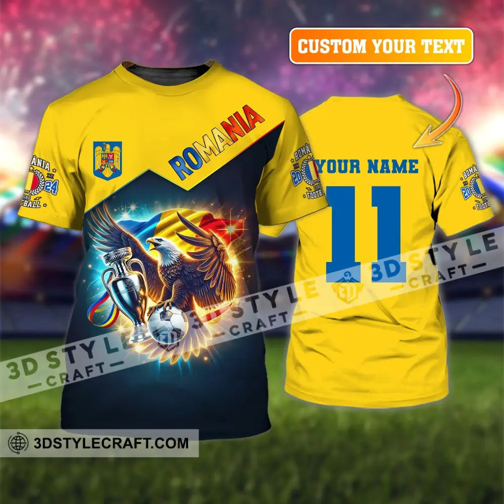 Unisex Shirt Custom Name And Number Football T-Shirt Euro 2024 Romania Polo Long Sleeve