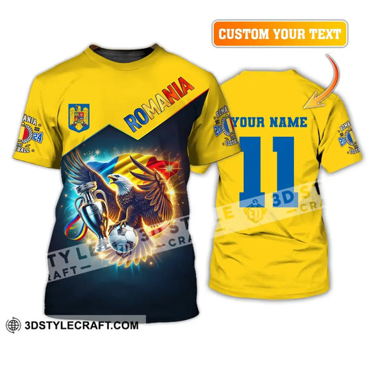 Unisex Shirt, Custom Name and Number Football T-Shirt, Euro 2024 Shirt, Romania Football Polo Long Sleeve Shirt style option 2