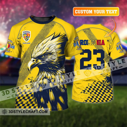 Unisex Shirt, Custom Name and Number Football T-Shirt, Euro 2024 Shirt, Romania Football Polo Long Sleeve Shirt style option 1