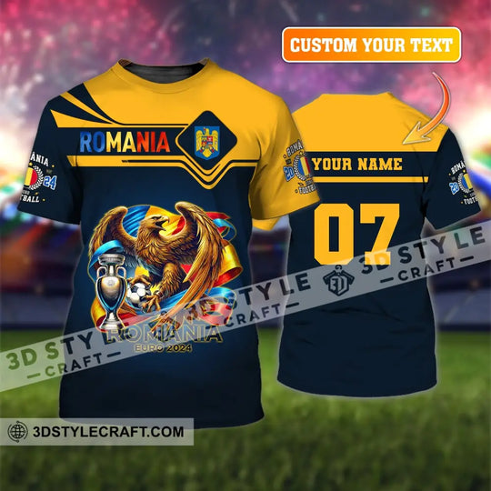 Unisex Shirt, Custom Name and Number Football T-Shirt, Euro 2024 Shirt, Romania Football Polo Long Sleeve Shirt style option 1