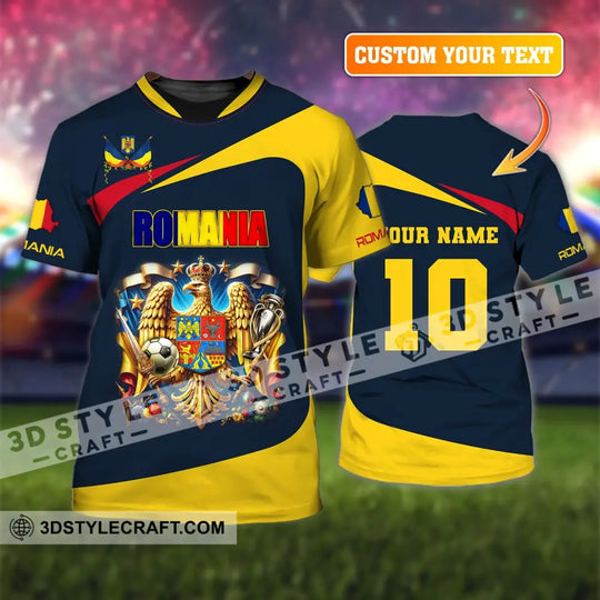 Unisex Shirt, Custom Name and Number Football T-Shirt, Euro 2024 Shirt, Romania Football Polo Long Sleeve Shirt style option 1