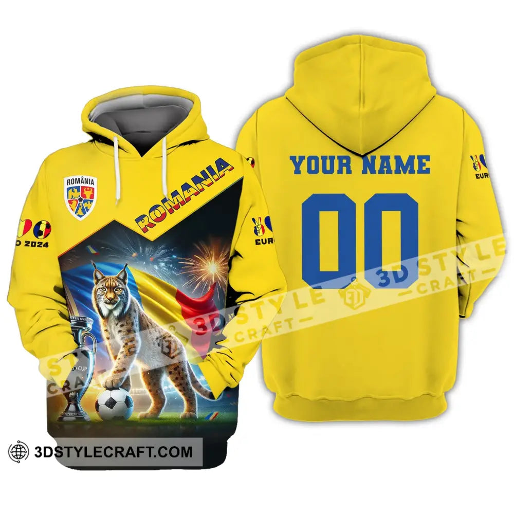 Unisex Shirt Custom Name And Number Football T-Shirt Euro 2024 Romania Polo Long Sleeve Hoodie / S