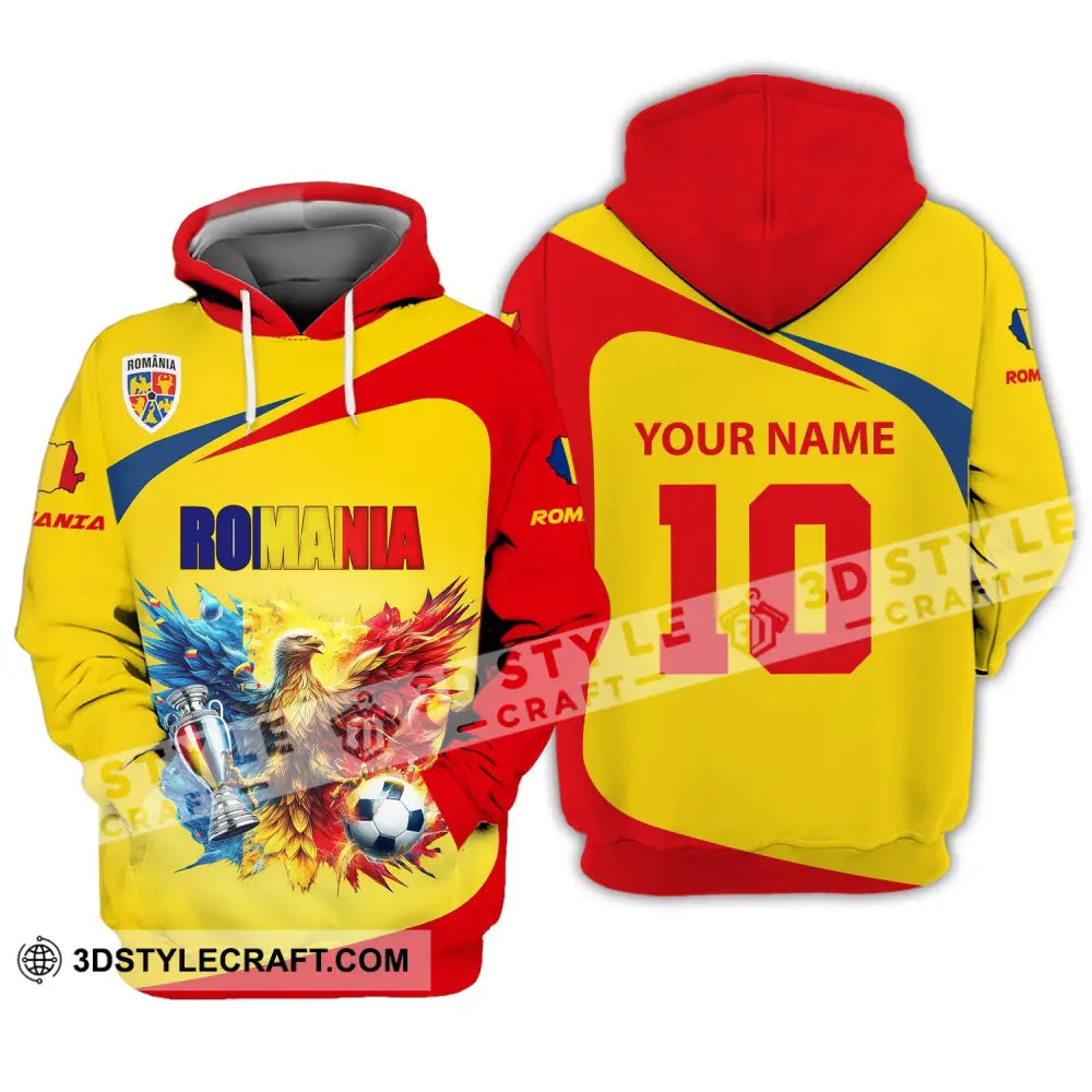 Unisex Shirt Custom Name And Number Football T-Shirt Euro 2024 Romania Polo Long Sleeve Hoodie / S