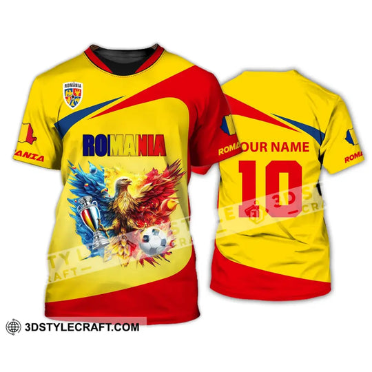 Unisex Shirt, Custom Name and Number Football T-Shirt, Euro 2024 Shirt, Romania Football Polo Long Sleeve Shirt style option 2