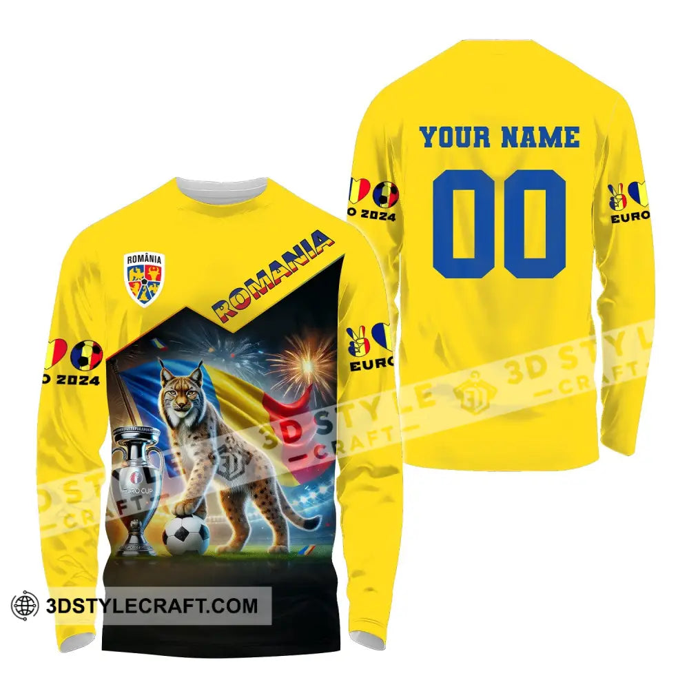 Unisex Shirt Custom Name And Number Football T-Shirt Euro 2024 Romania Polo Long Sleeve / S