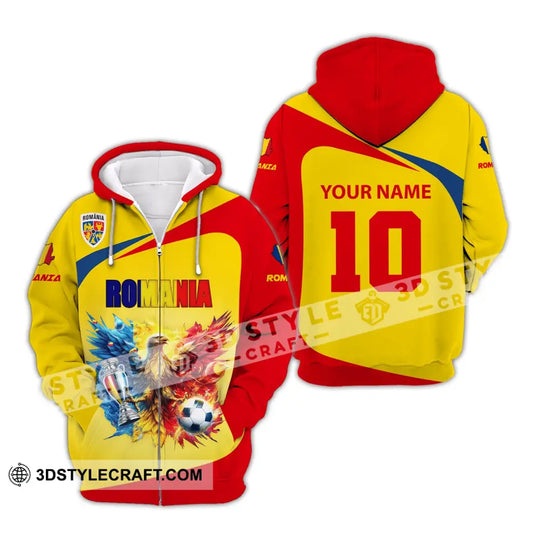 Unisex Shirt, Custom Name and Number Football T-Shirt, Euro 2024 Shirt, Romania Football Polo Long Sleeve Shirt style option 3