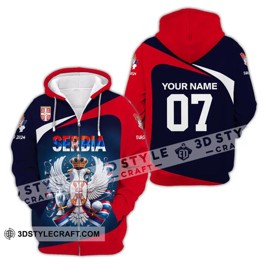 Unisex Shirt, Custom Name and Number Football T-Shirt, Euro 2024 Shirt, Serbia Football Polo Long Sleeve Shirt style option 4