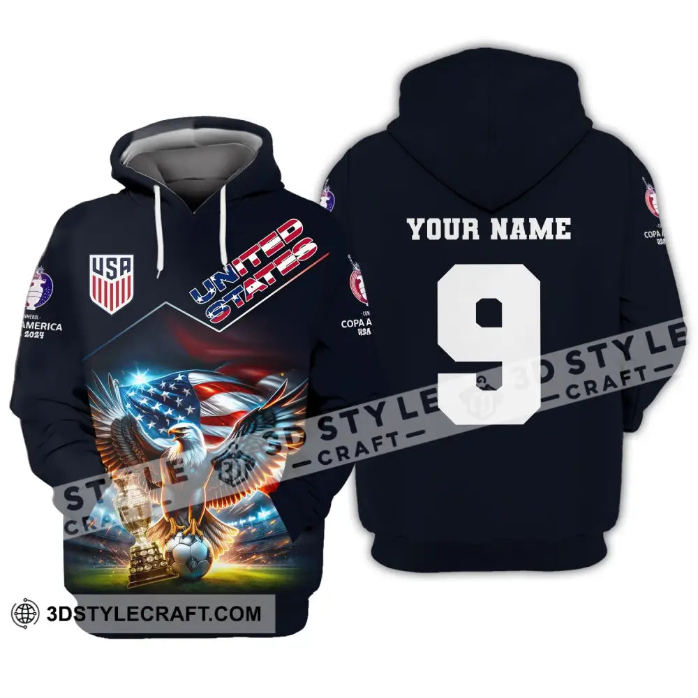 Unisex Shirt Custom Name And Number Football T-Shirt Euro 2024 United States Polo Long Sleeve