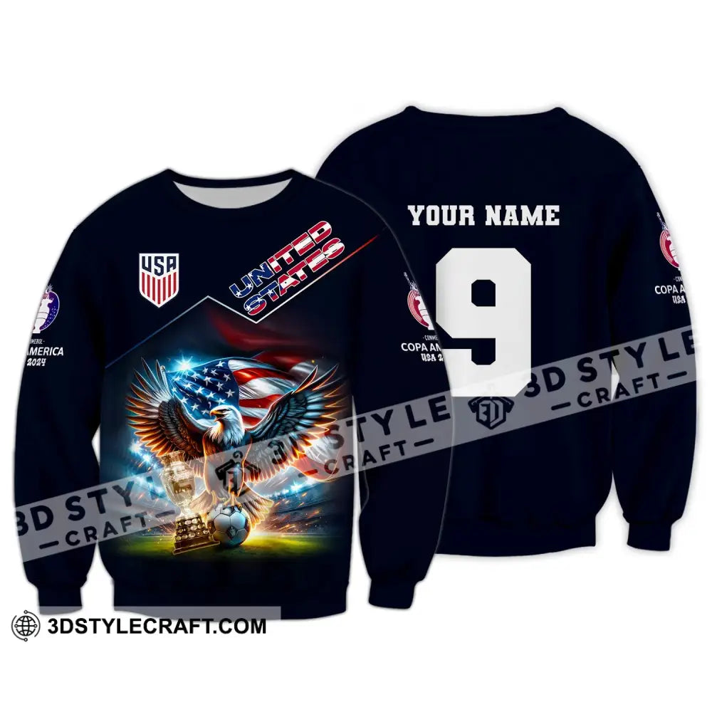 Unisex Shirt Custom Name And Number Football T-Shirt Euro 2024 United States Polo Long Sleeve / S