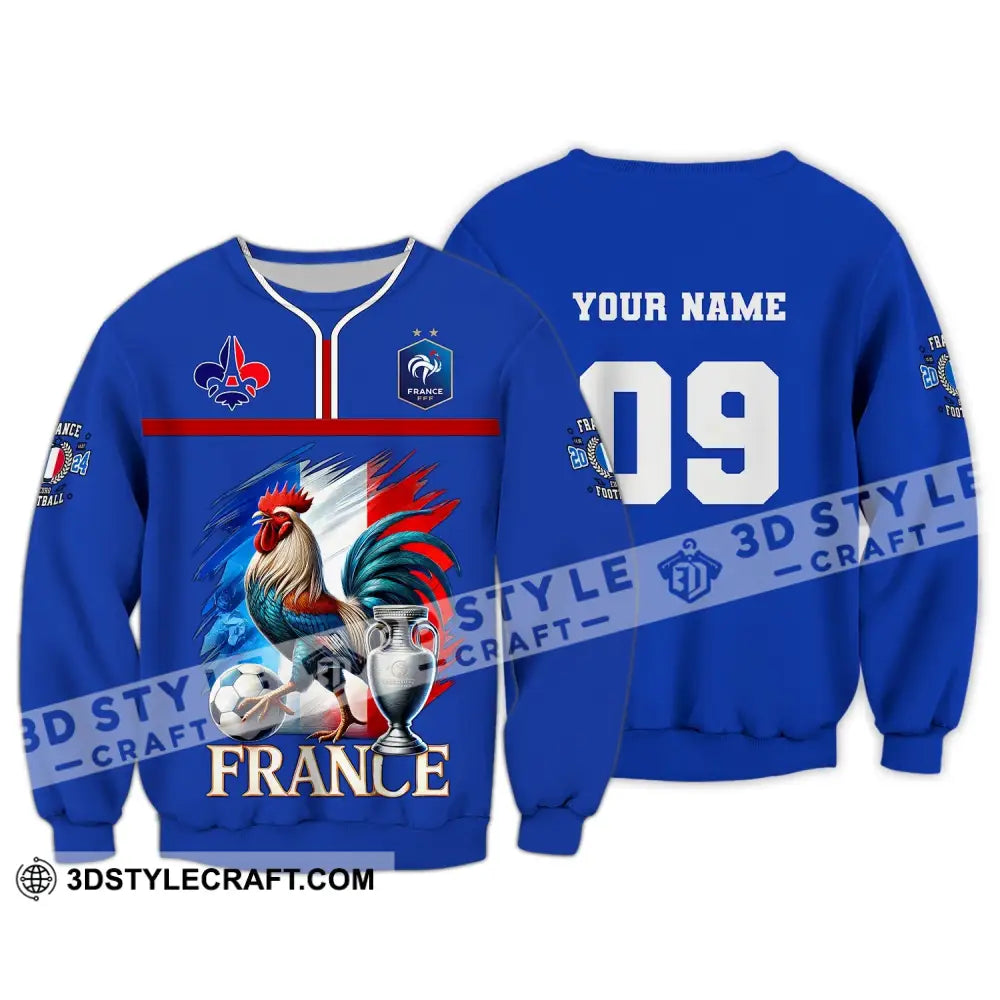 Unisex Shirt Custom Name And Number France Euro 2024 Football Uefa Polo Long Sleeve / S T-Shirt