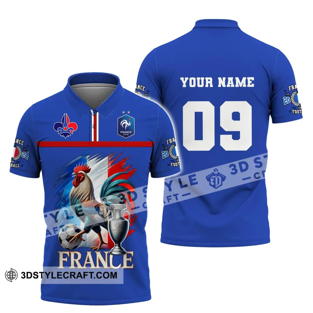 Unisex Shirt Custom Name And Number France Euro 2024 Football Uefa Polo Long Sleeve / S T-Shirt