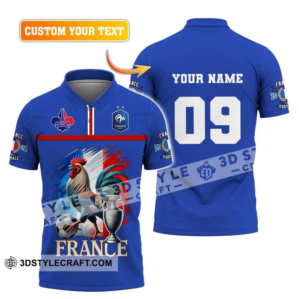 Unisex Shirt Custom Name And Number France Euro 2024 Football Uefa Polo Long Sleeve T-Shirt