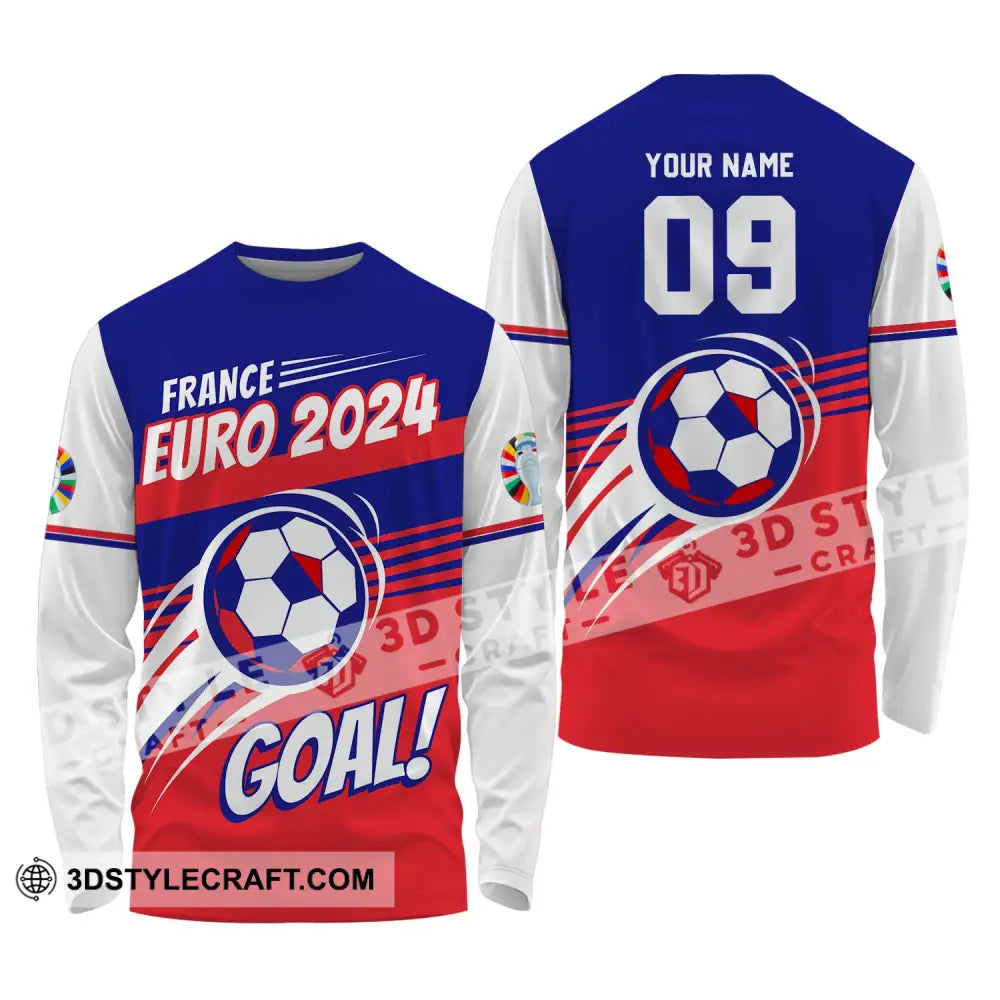 Unisex Shirt - Custom Name And Number France Euro 2024 National Team Goal! Long Sleeve / S T-Shirt