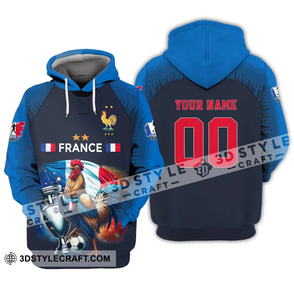 Unisex Shirt Custom Name And Number France Football Euro 2024 Polo Long Sleeve Hoodie / S T-Shirt