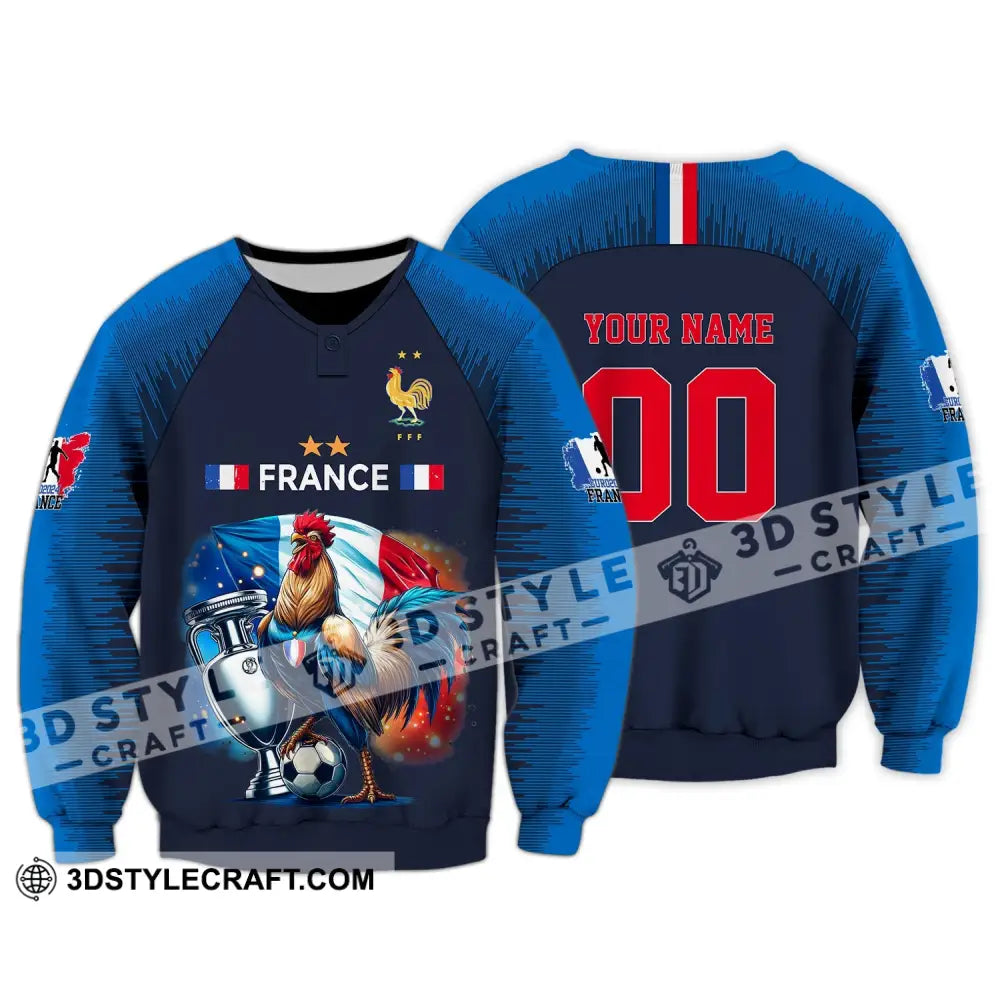 Unisex Shirt Custom Name And Number France Football Euro 2024 Polo Long Sleeve / S T-Shirt