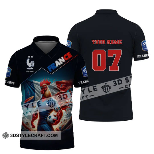 Unisex Shirt, Custom Name and Number France Football Euro 2024 Shirt, France Football Polo Long Sleeve style option 4