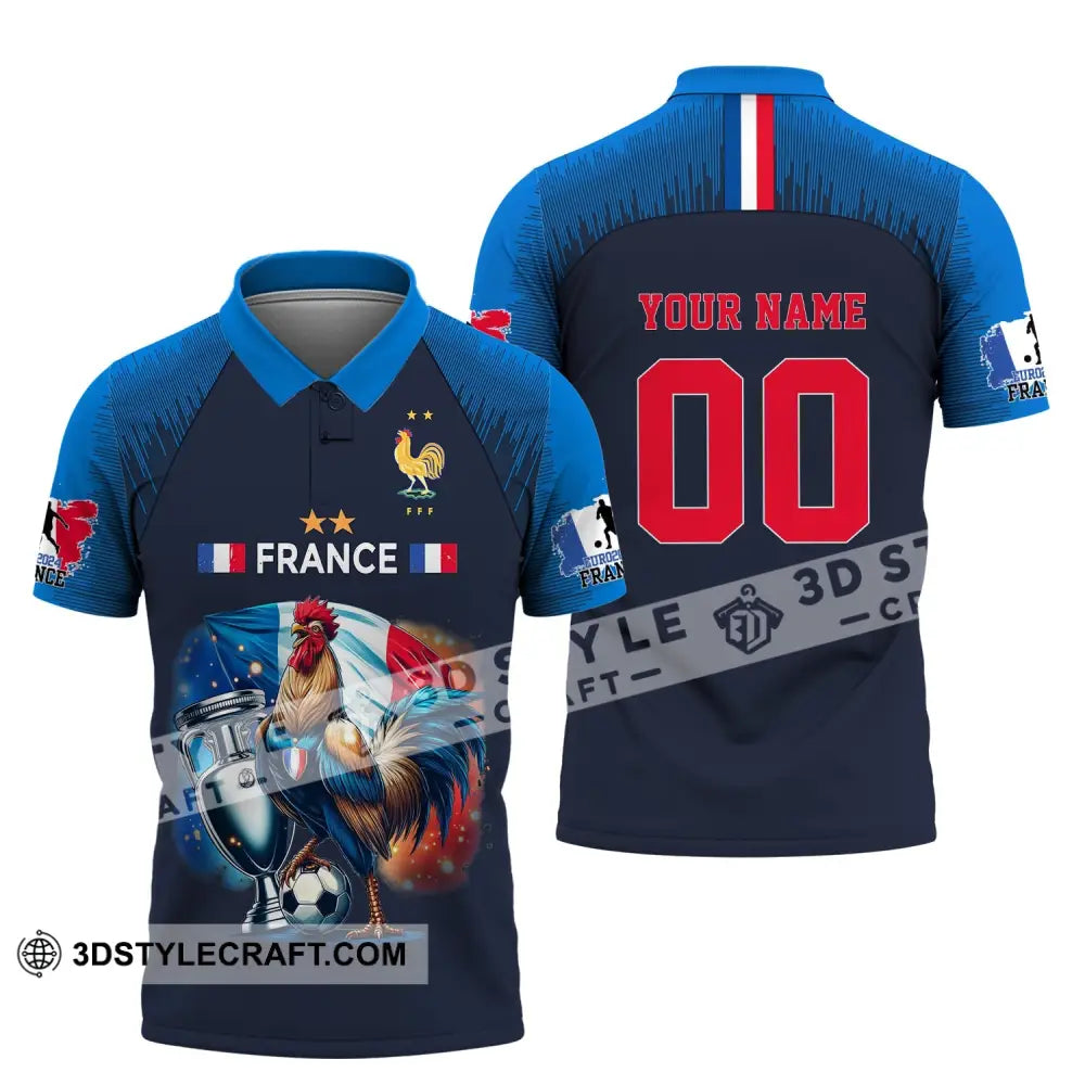 Unisex Shirt Custom Name And Number France Football Euro 2024 Polo Long Sleeve / S T-Shirt