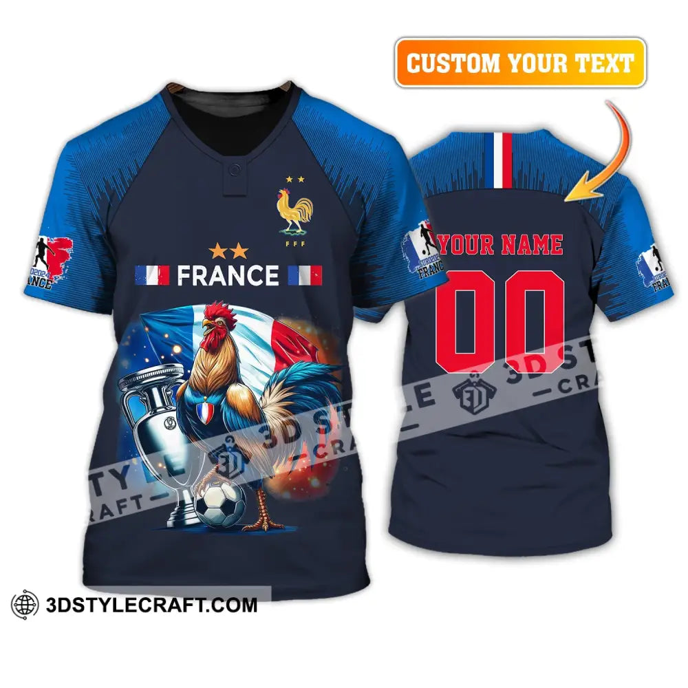 Unisex Shirt Custom Name And Number France Football Euro 2024 Polo Long Sleeve T-Shirt