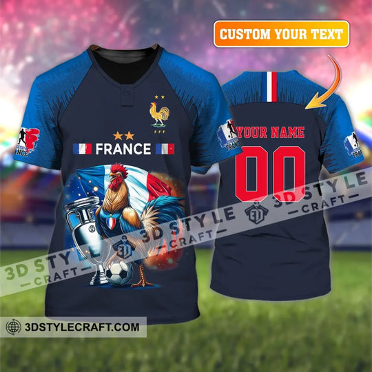 Unisex Shirt, Custom Name and Number France Football Shirt, France Euro 2024 Football Polo Long Sleeve Shirt style option 1