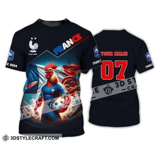 Unisex Shirt, Custom Name and Number France Football Euro 2024 Shirt, France Football Polo Long Sleeve style option 2