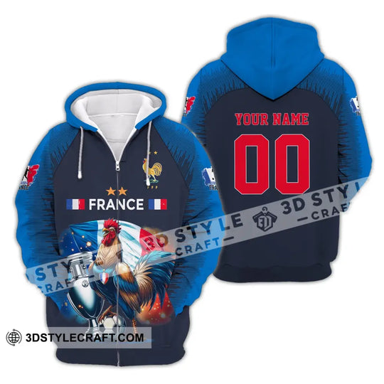 Unisex Shirt, Custom Name and Number France Football Shirt, France Euro 2024 Football Polo Long Sleeve Shirt style option 4