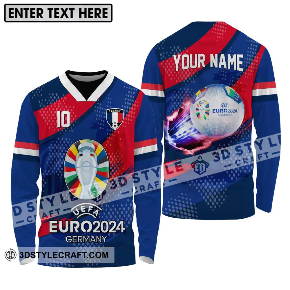 Unisex Shirt - Custom Name And Number France National Team Euro 2024 Long Sleeve / S T-Shirt