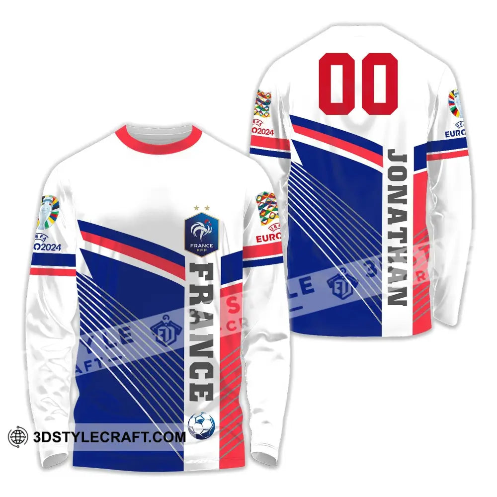 Unisex Shirt - Custom Name And Number France National Team Flag Color Long Sleeve / S T-Shirt