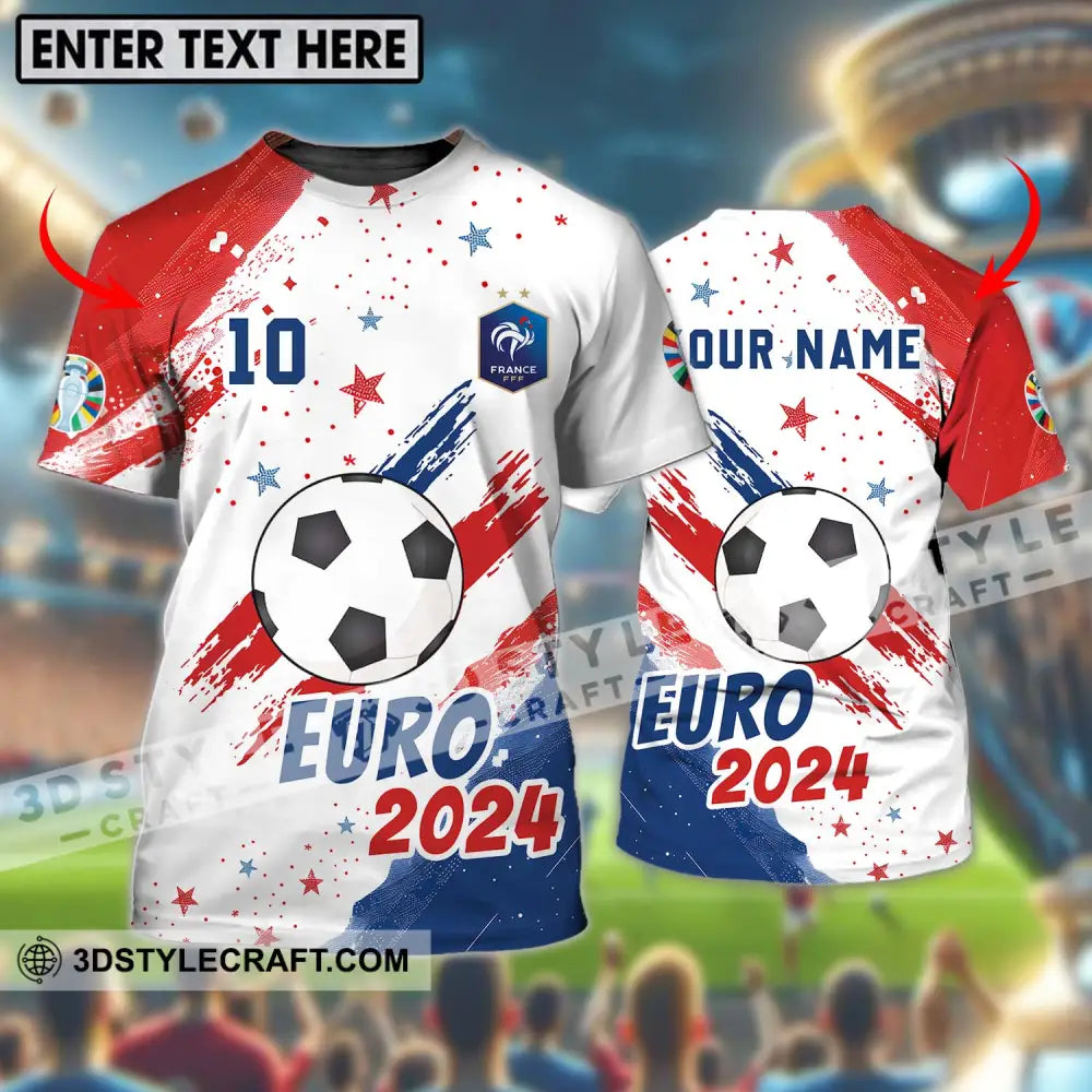 Unisex Shirt - Custom Name And Number France Team Light Stars Euro 2024 T-Shirt