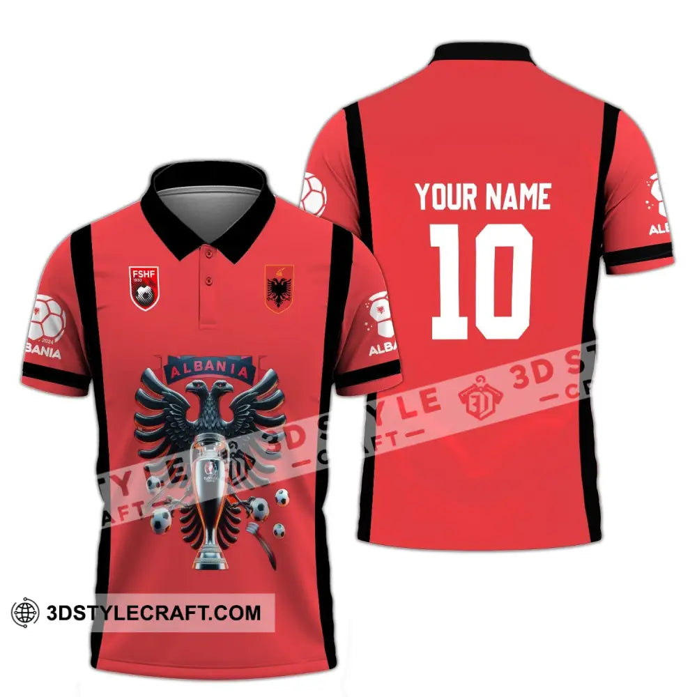 Unisex Shirt - Custom Name And Number Fshf Albania Euro 2024 National Team Polo / S T-Shirt