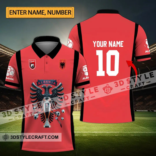Unisex Shirt - Custom Name And Number Shirt, FSHF Albania Euro 2024 National Team style option 1