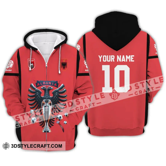 Unisex Shirt - Custom Name And Number Shirt, FSHF Albania Euro 2024 National Team style option 3