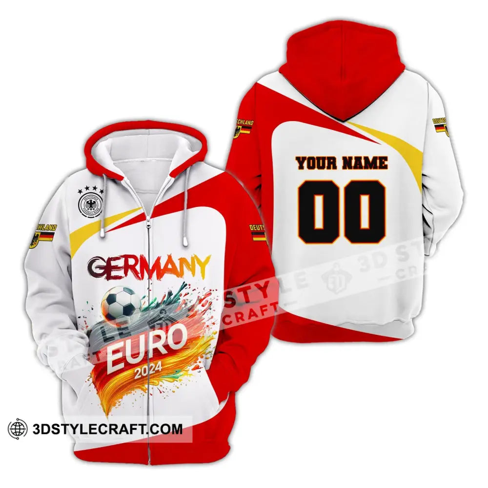 Unisex Shirt Custom Name And Number Germany Euro 2024 Football Polo Long Sleeve Zipper Hoodie / S